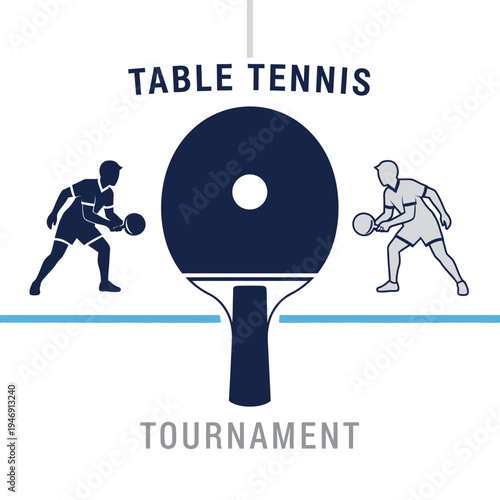 Dynamic Table Tennis Tournament Illustration Depicting Intense Sport Competition and Action