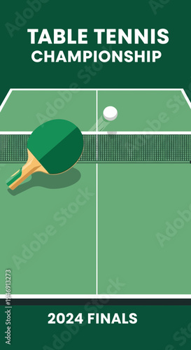 Dynamic Table Tennis Tournament Illustration Showcasing Championship and Intense Competition for