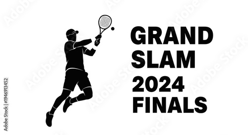 Dynamic Tennis Action Depicting Grand Slam Finals 2024 with a Silhouette of a Player