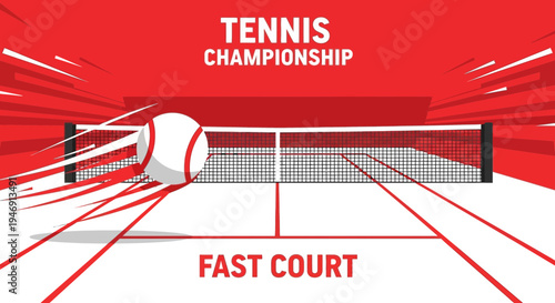 Dynamic Tennis Championship Illustration Depicting Fast Court Action and Excitement