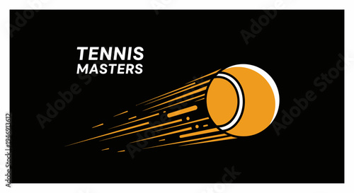 Dynamic Tennis Ball Graphic Depicting Speed and Movement on a Black Background