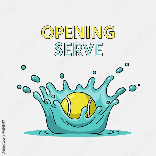 Dynamic Tennis Ball Impact: Capturing The Essence of Opening Serve with Graphic Illustration