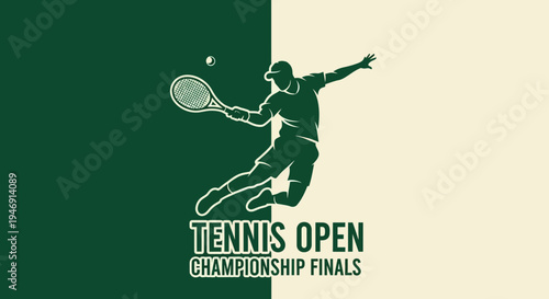 Dynamic Tennis Player Illustration for a Major Championship Event Tournament Branding