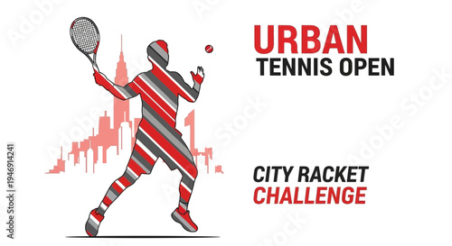 Dynamic Tennis Player Serves Ball In The City During The Urban Racket Challenge Tournament