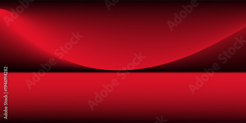 Red studio background. Abstract limbo podium studio room. Dark red gradient wall floor and spotlight scene. Showcase, promotion display. Vector stage mockup illustration,eps.10