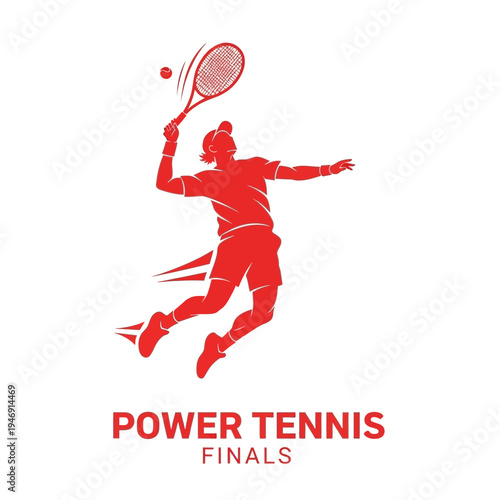 Dynamic Tennis Player Silhouette Performing Powerful Serve During Championship Finals Event