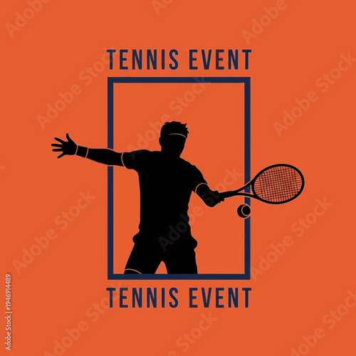 Dynamic Tennis Player Silhouette Promoting A Sport Event, In A Stylish And Modern Design
