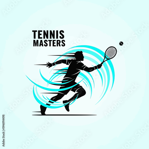 Dynamic Tennis Player Silhouette, Showing Motion and Skill, A Sporting Symbol of Victory