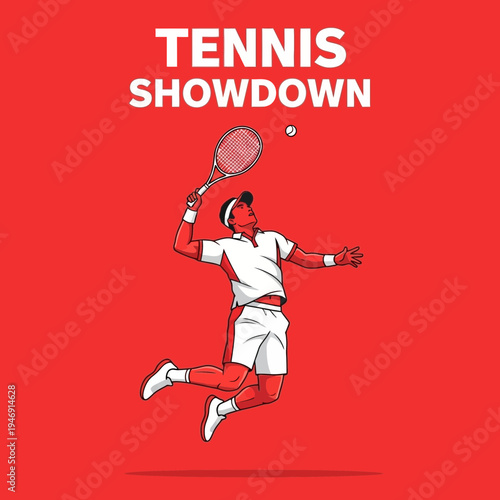 Dynamic Tennis Showdown Illustration Depicting Athlete Power and Sporting Prowess in Action
