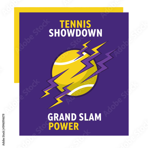 Dynamic Tennis Showdown Illustration Depicting Grand Slam Power with Bold Colors and Modern Design