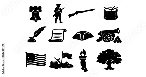american revolution history independence day silhouette icon pack
