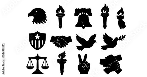 american freedom liberty symbol independence silhouette icon pack
