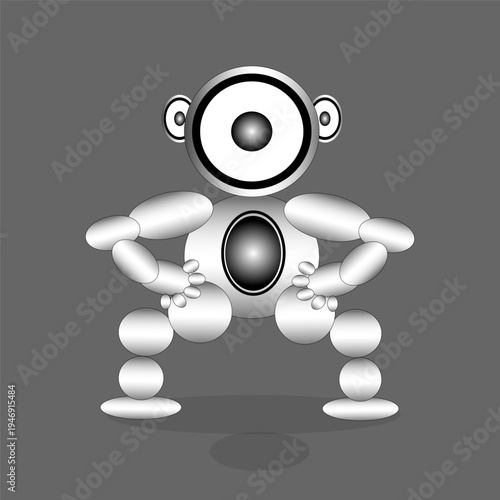 The surveillance robot vector gives the impression of being sophisticated, precise, and full of technology. It is suitable for use in technology illustrations, security concepts, robotics, artificial 