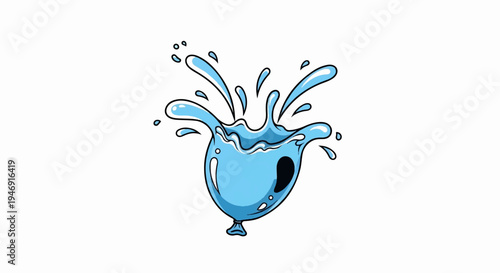 A blue balloon filled with water is bursting, creating a dynamic splash