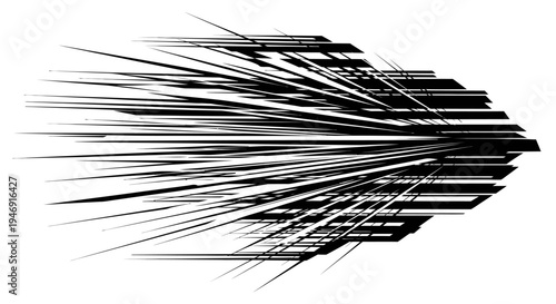 Abstract Radial Speed Lines Bursting Outward on Isolated White Background