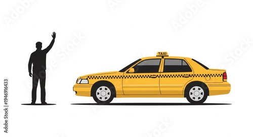 Man hailing a yellow taxi.