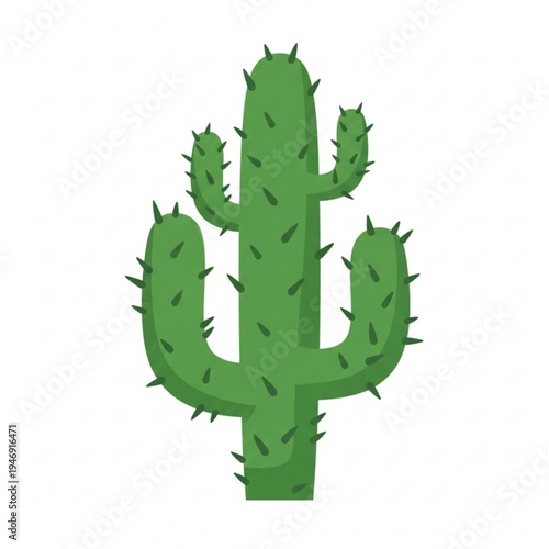 Green cactus plant with sharp spines