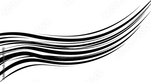 Abstract Black Wavy Lines Design Element on Isolated White Background