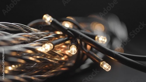 Warm glowing string lights led decoration bokeh effect