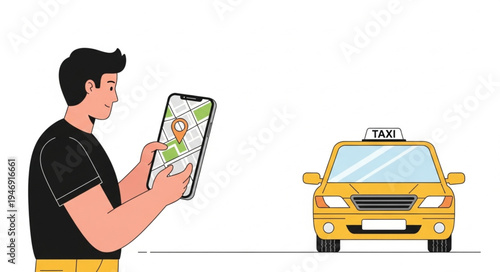 Man hailing a yellow taxi.