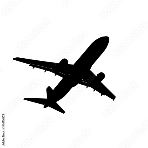 Silhouette of a commercial airplane flying
