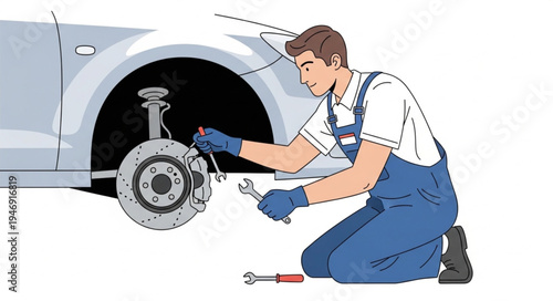 Man changing car tire.