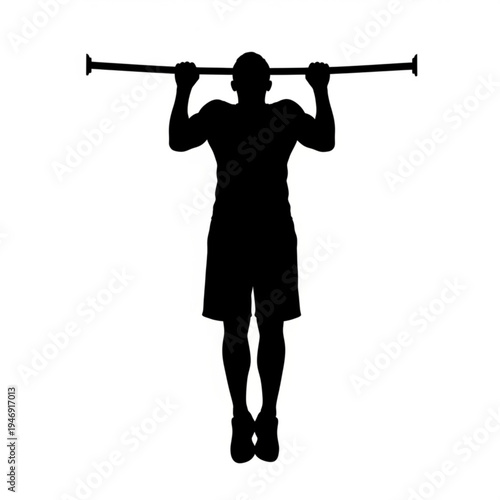 Silhouette of a man doing pullups on a bar