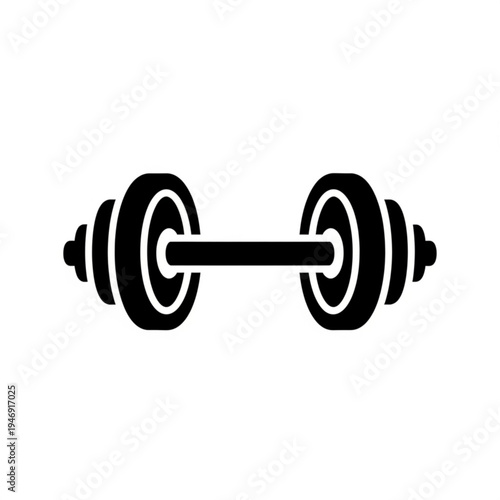 Black dumbbell icon for fitness