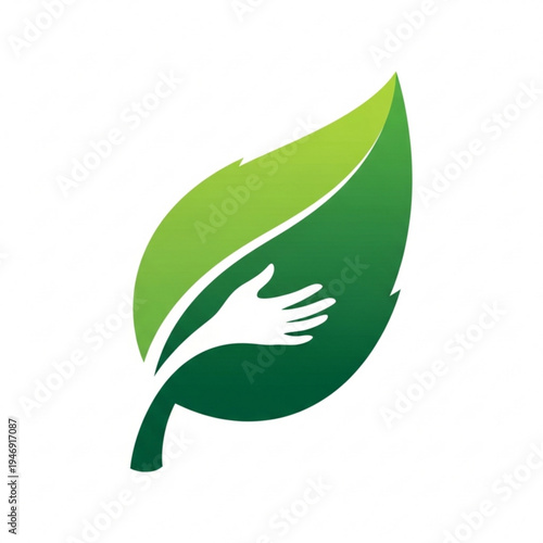 Green leaf with hand symbolizing eco friendly and nature conservation