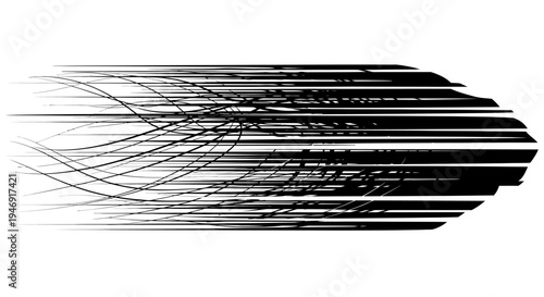 Abstract Black Speed Lines Motion Blur Effect, Isolated White Background.