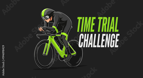Dynamic Time Trial Illustration Featuring Cyclist in Competitive Cycling Event