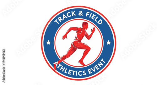 Dynamic Track And Field Event Illustration Showcasing Athlete Silhouette In Bold Colors