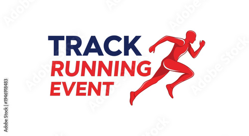 Dynamic Track Running Event Illustration Featuring a Red Silhouette Runner on a White Backdrop