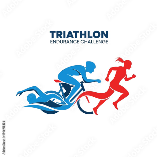 Dynamic Triathlon Icon Depicting Endurance, Athleticism, and Competitive Spirit in Vivid Colors