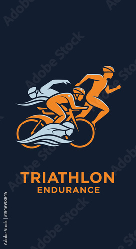 Dynamic Triathlon Icon Depicting Endurance, Competition, and Athletic Achievement With Illustration