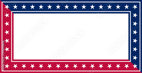 Patriotic American style stars border frame with red and blue colors and large copy space. Perfect for election campaign, independence celebration, patriotic banner, poster, and political background.