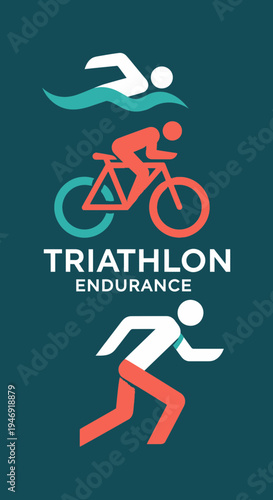 Dynamic Triathlon Icon Depicting Swim Bike And Run Stages Illustrating Athlete Endurance
