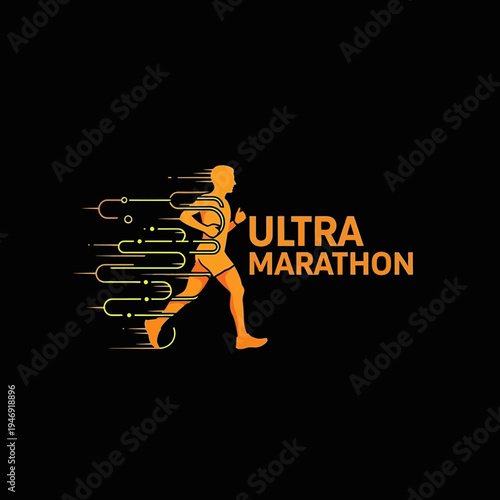 Dynamic Ultra Marathon Runner Silhouette, Emphasizing Speed and Endurance, Ideal for Design