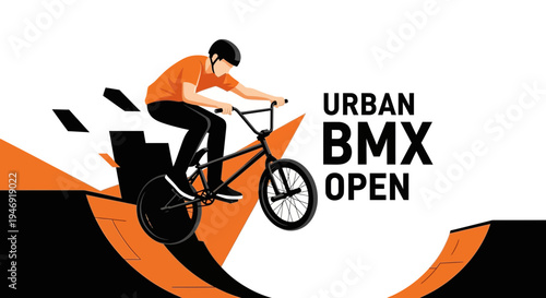 Dynamic Urban BMX Rider Performing a Stunt in a Vibrant and Modern Design