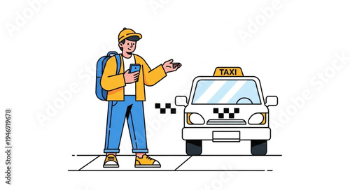 Man hailing a taxi cab.