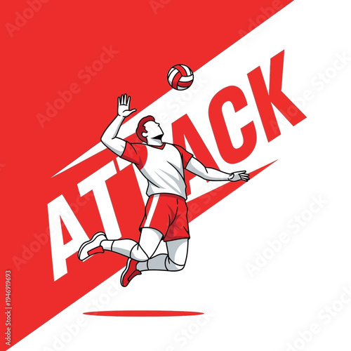 Dynamic Volleyball Player in Action Ready to Spike the Ball with Powerful Agility and Precision