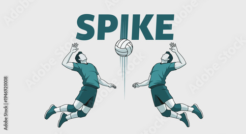 Dynamic Volleyball Spike Illustration Capturing Action and Energy in Sports Competition