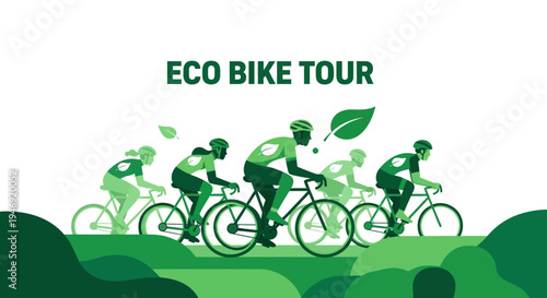 Eco-Friendly Cycling Tour: A Group Of Cyclists Enjoying The Green Environment