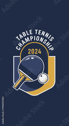 Elegant Table Tennis Championship 2024 Emblem for Sport Competitions and Tournament Branding