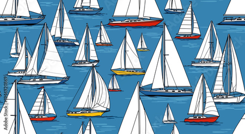 Sailing Boats on the Water Surface.