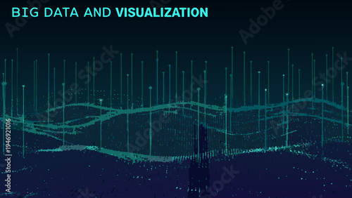 Abstract visualization of big data with glowing lines and network connections