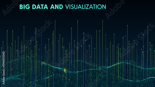 Abstract visualization of big data with glowing lines and a dark background