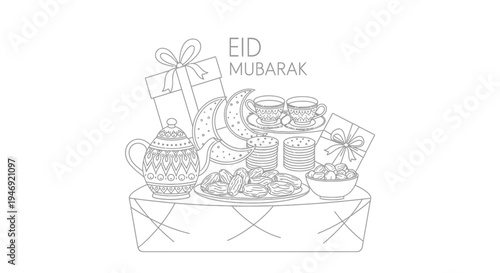 Eid Mubarak gift and food plate.