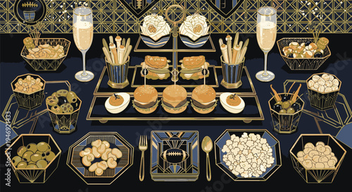 Luxurious Afternoon Tea Setting with Finger Foods.