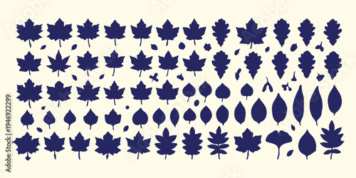 Autumn leaves forest pattern, fallen foliage nature background, seasonal leaf silhouette vector art, botanical autumn garden texture, fall season leaves seamless pattern, organic leaf shape forest art